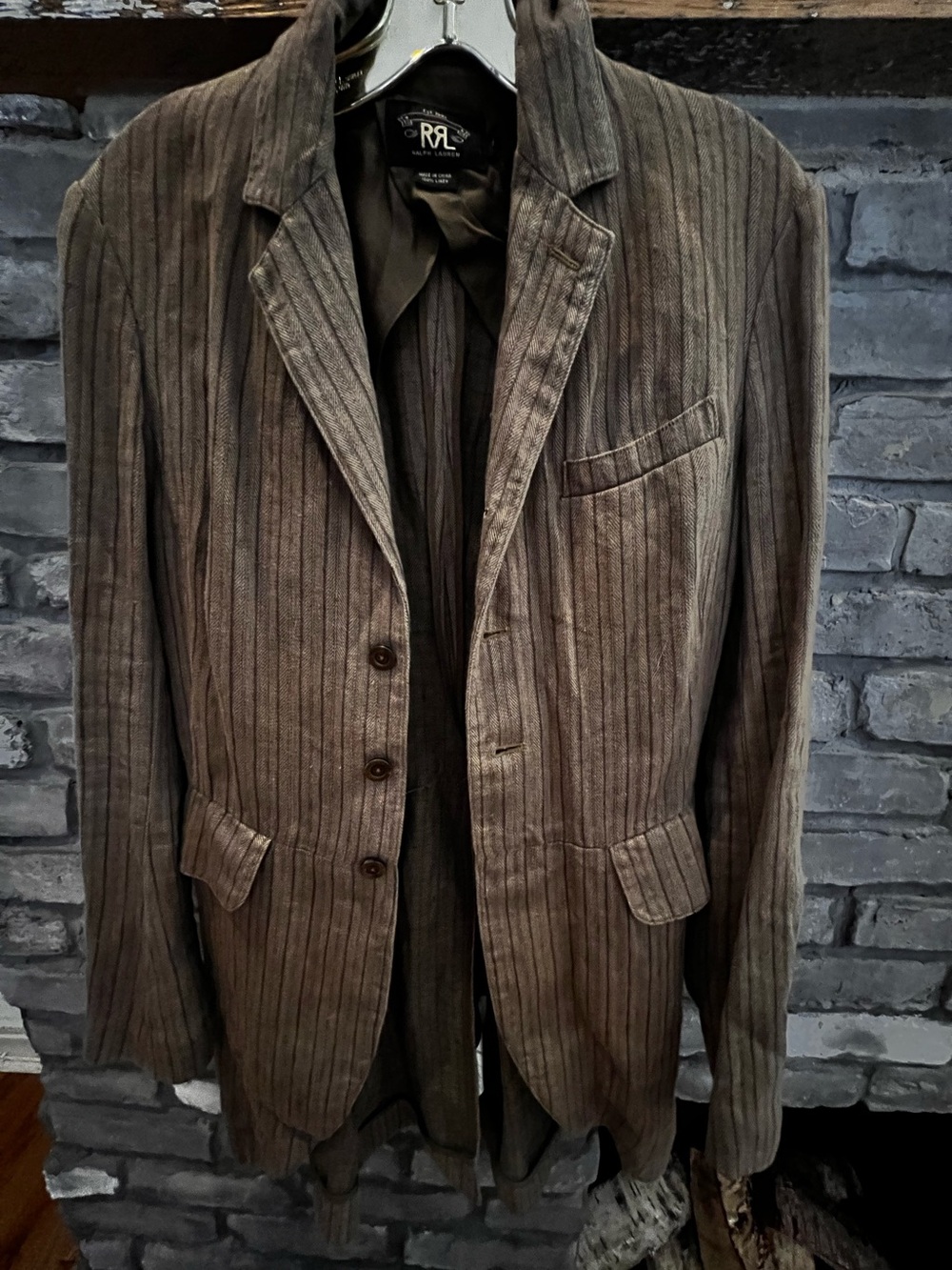 RRL Ralph Lauren Double RL Men's Brown Striped Blazer w/ Tails Medium *RARE*